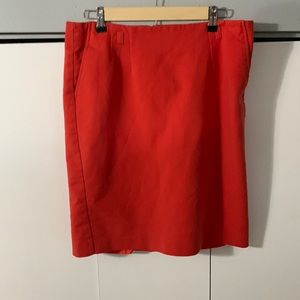 Orange-Red Van Husen pencil skirt with pockets and small dress belt loops